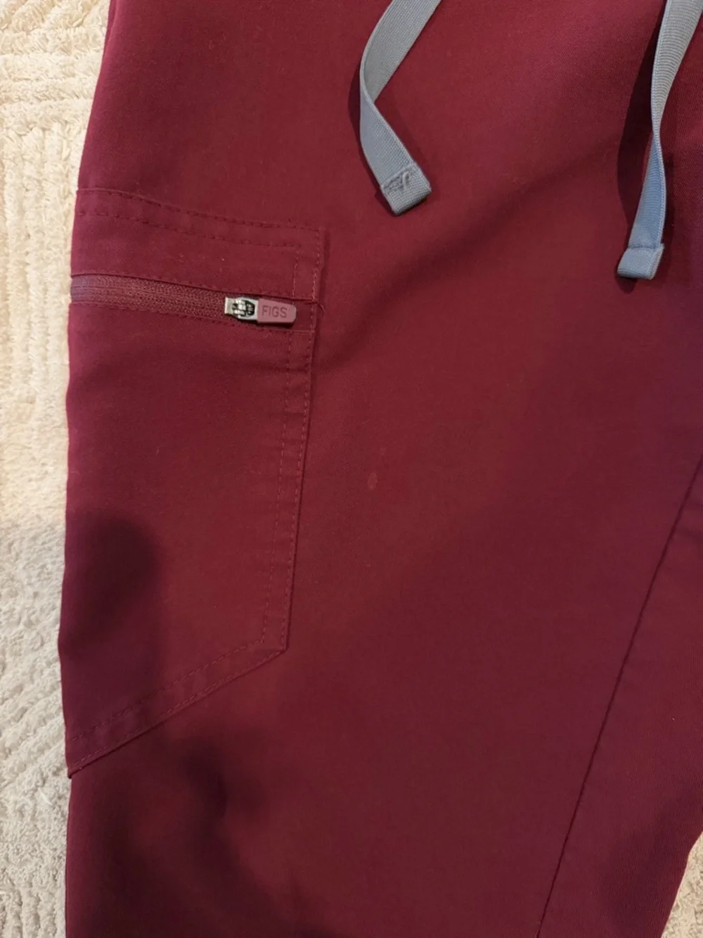 Figs Men's Maroon Jogger Pants with Grey Drawstrings